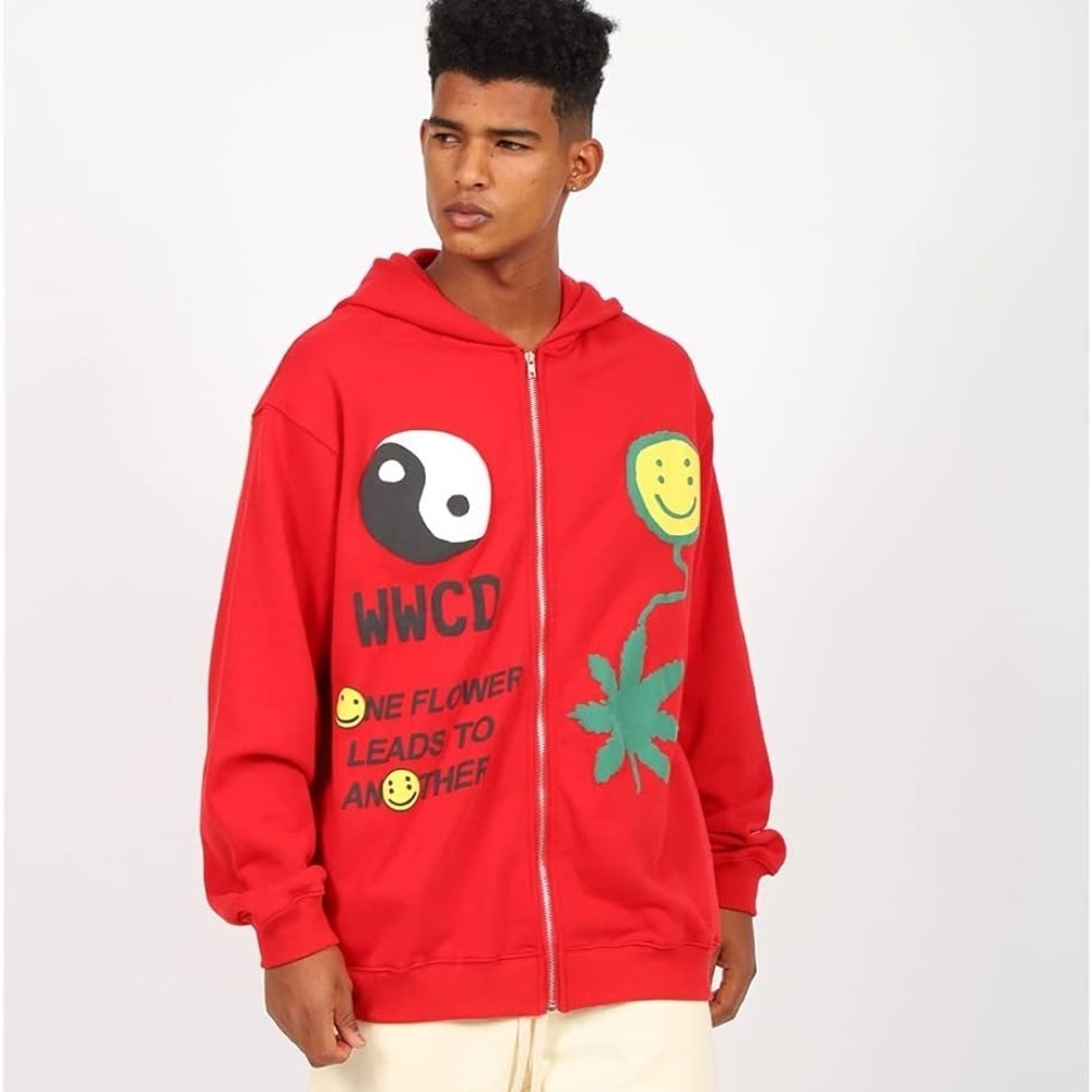 Playful Red Graphic Sweatshirt Hoodie
